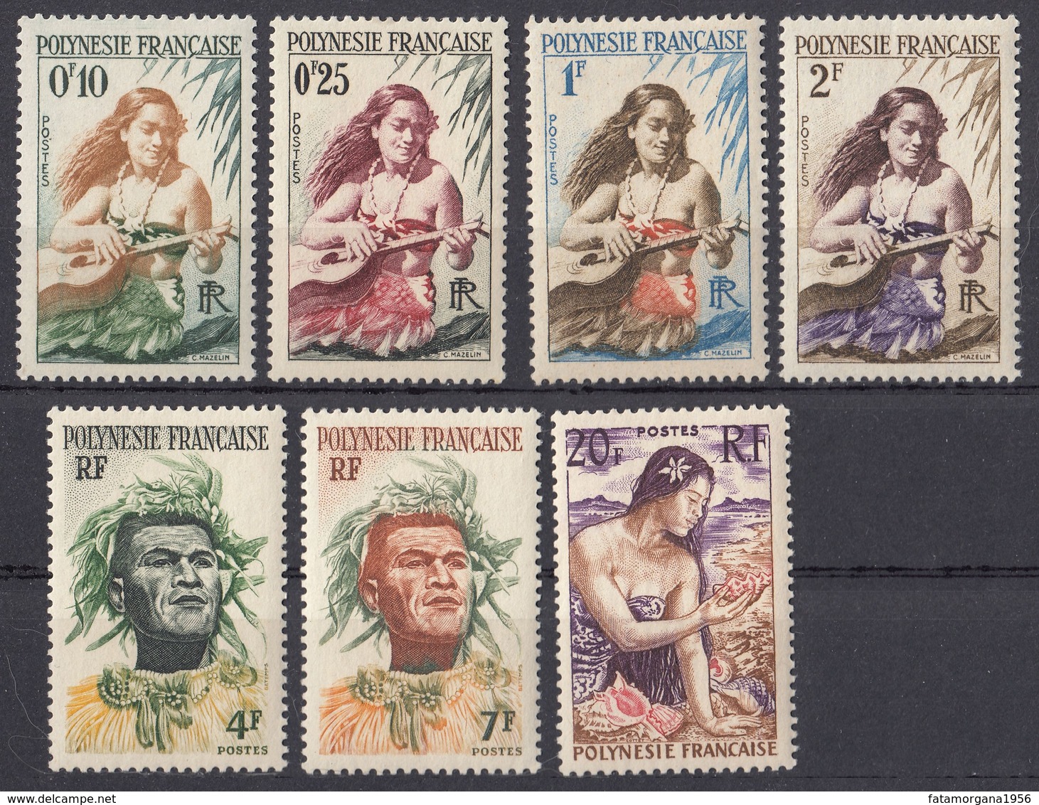 POLYNESIE Française - 1958/1960 - Lotto Di 7 Valori Nuovi MNH: Yvert 1/5, 7 E 11. - Nuovi