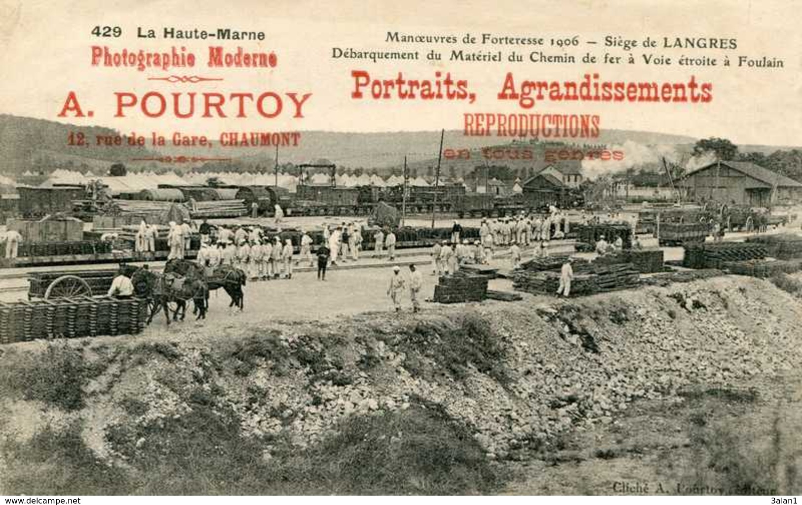 LANGRES (siège De) = Manoeuvres De Forteresse 1906 Débarquement Du Matériel(PUB A POURTOY Chaumont) 819 - Langres