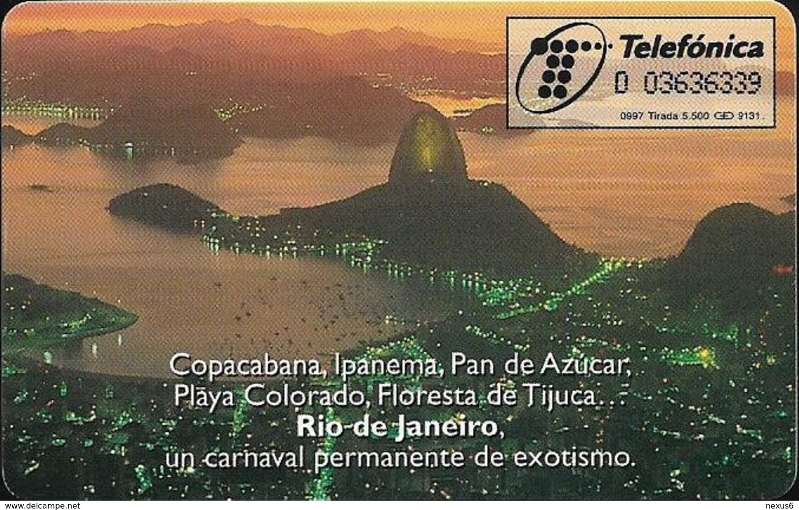 Spain - Telefonica - Cabitel Rio De Janeiro - P-279 - 09.1997, 5.500ex, Used - Private Issues