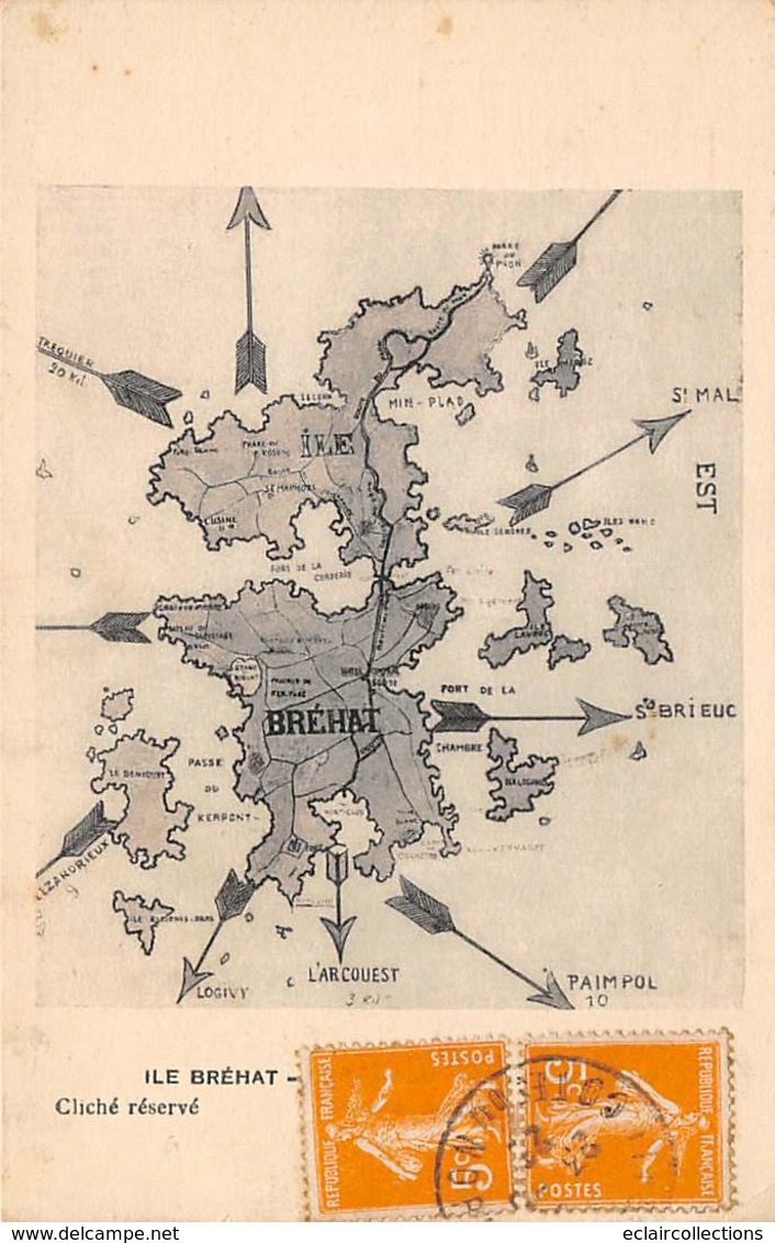 Ile De Bréhat             22        Carte De L'Ile       (voir Scan) - Ile De Bréhat