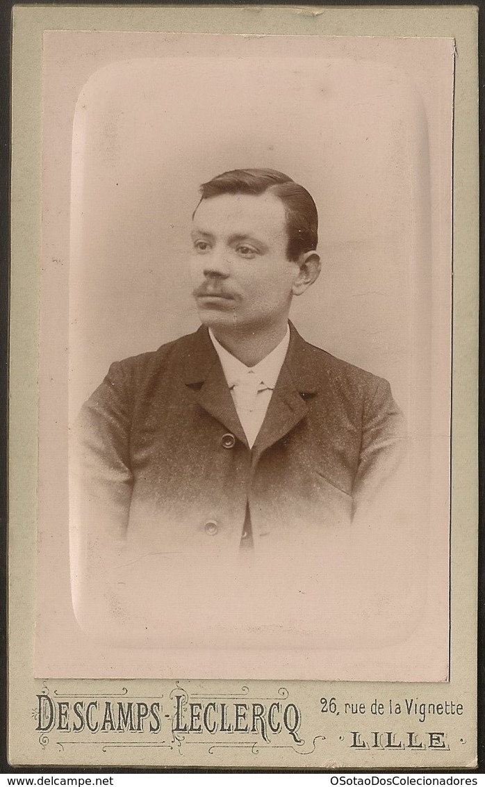 Old Photo (10,5cmx6,3cm) Old Photograph Men - Descamps Leclercq Photographe - France Lille - Photo Ancienne Homme - Old (before 1900)