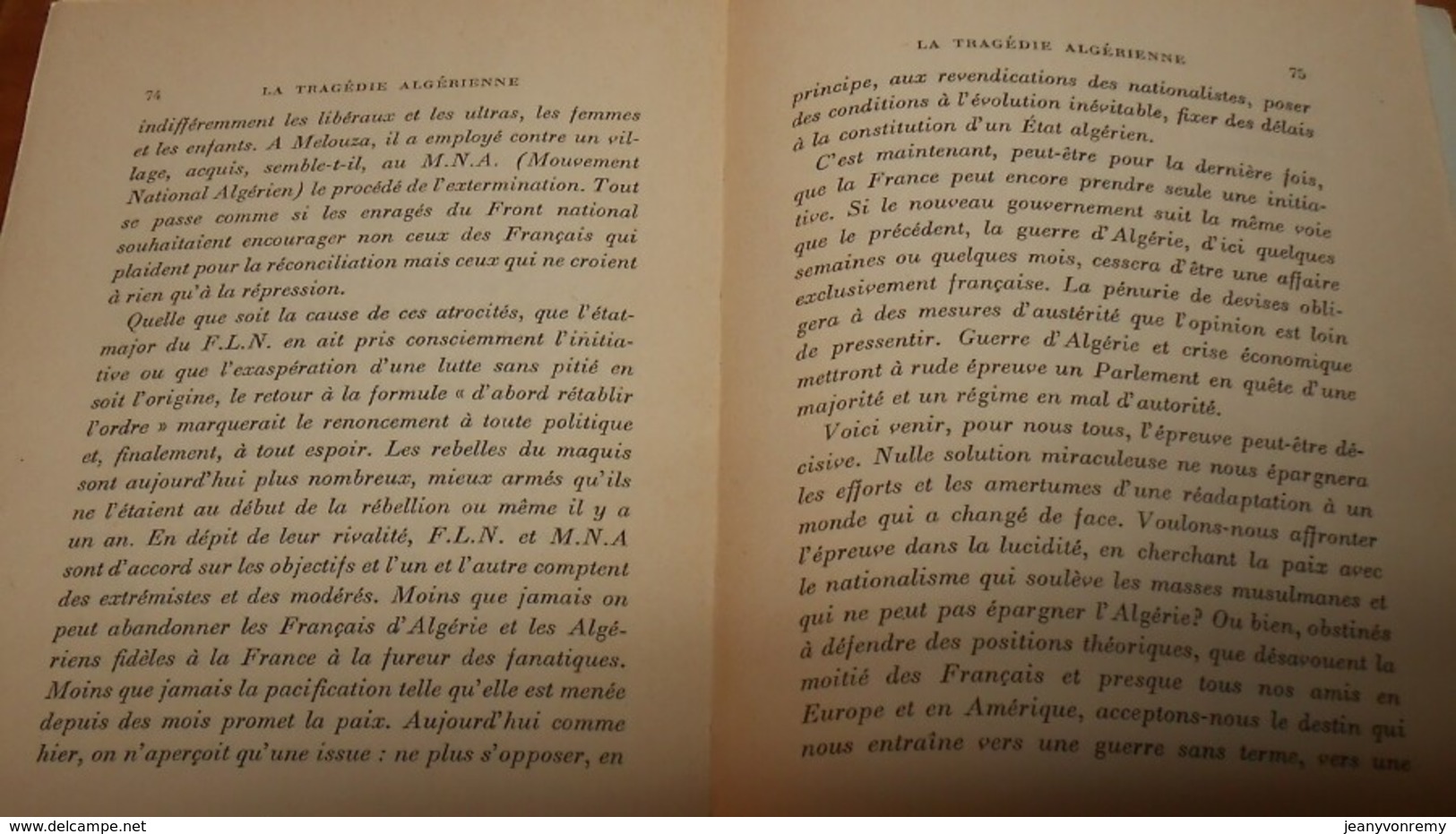 La Tragédie Algérienne. Raymond Aron.  1957. - Historia