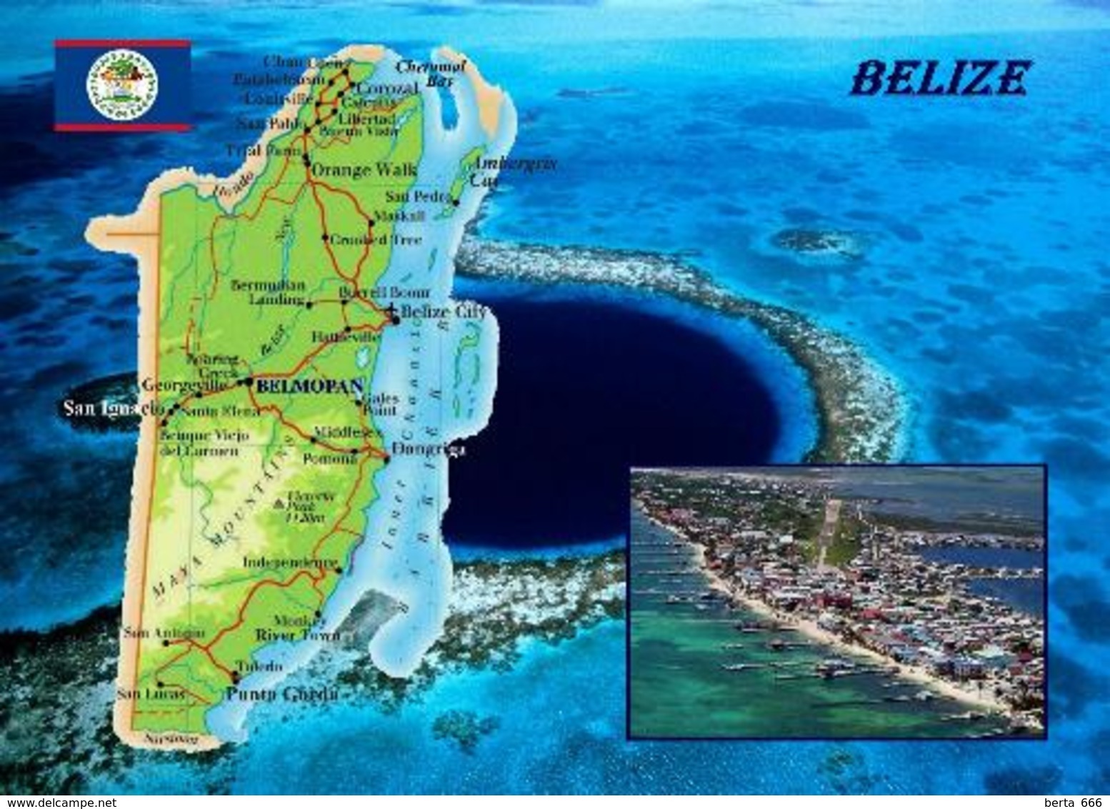 Belize Country Map New Postcard Landkarte AK - Belize