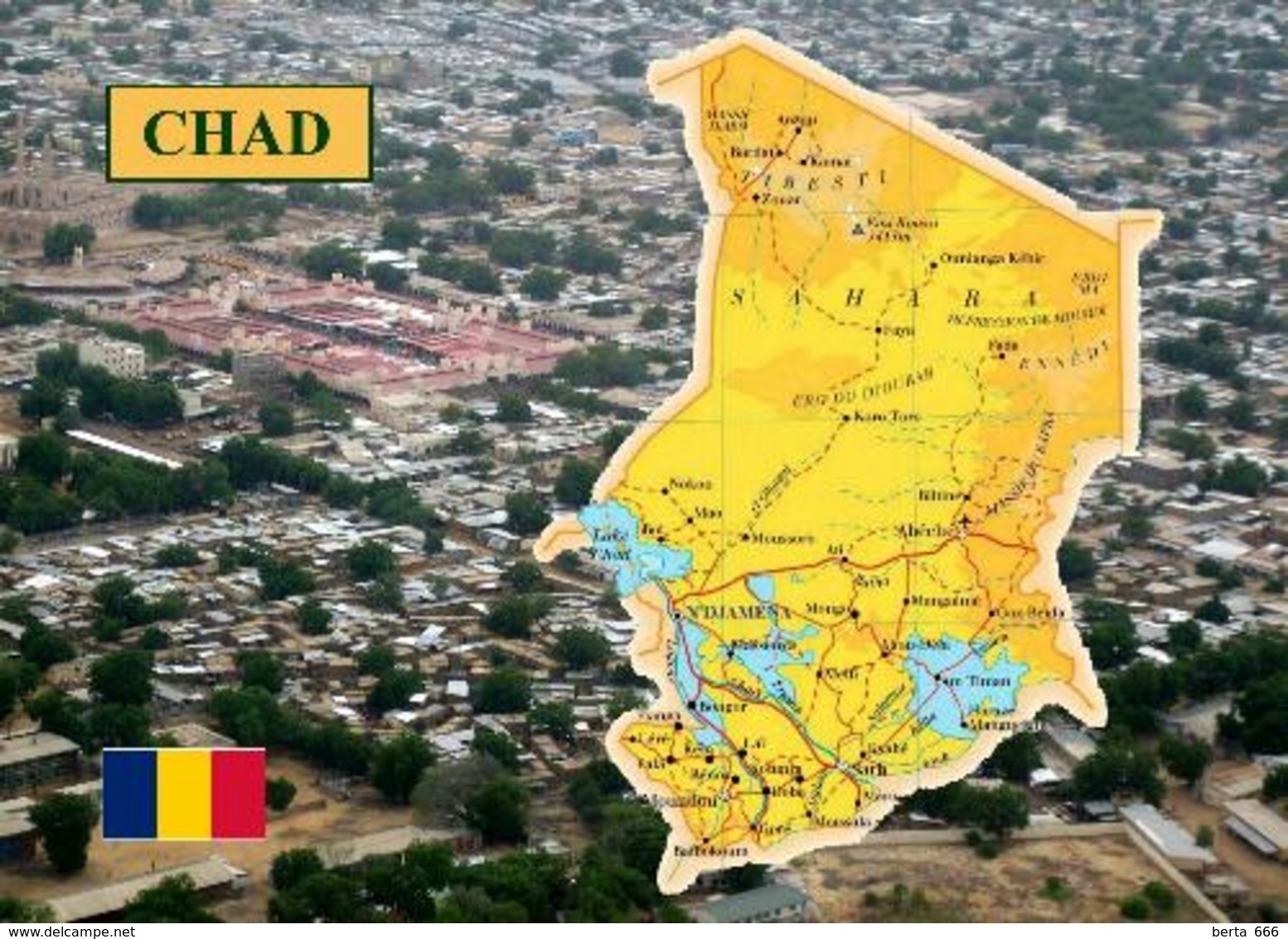 Chad Country Map New Postcard Tschad Landkarte AK - Tschad