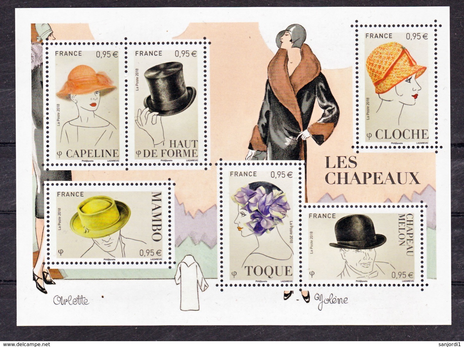 France Les Chapeaux  2018 Feuillet Neuf TB ** MNH Sin Charnela Faciale 5.7 - Nuovi