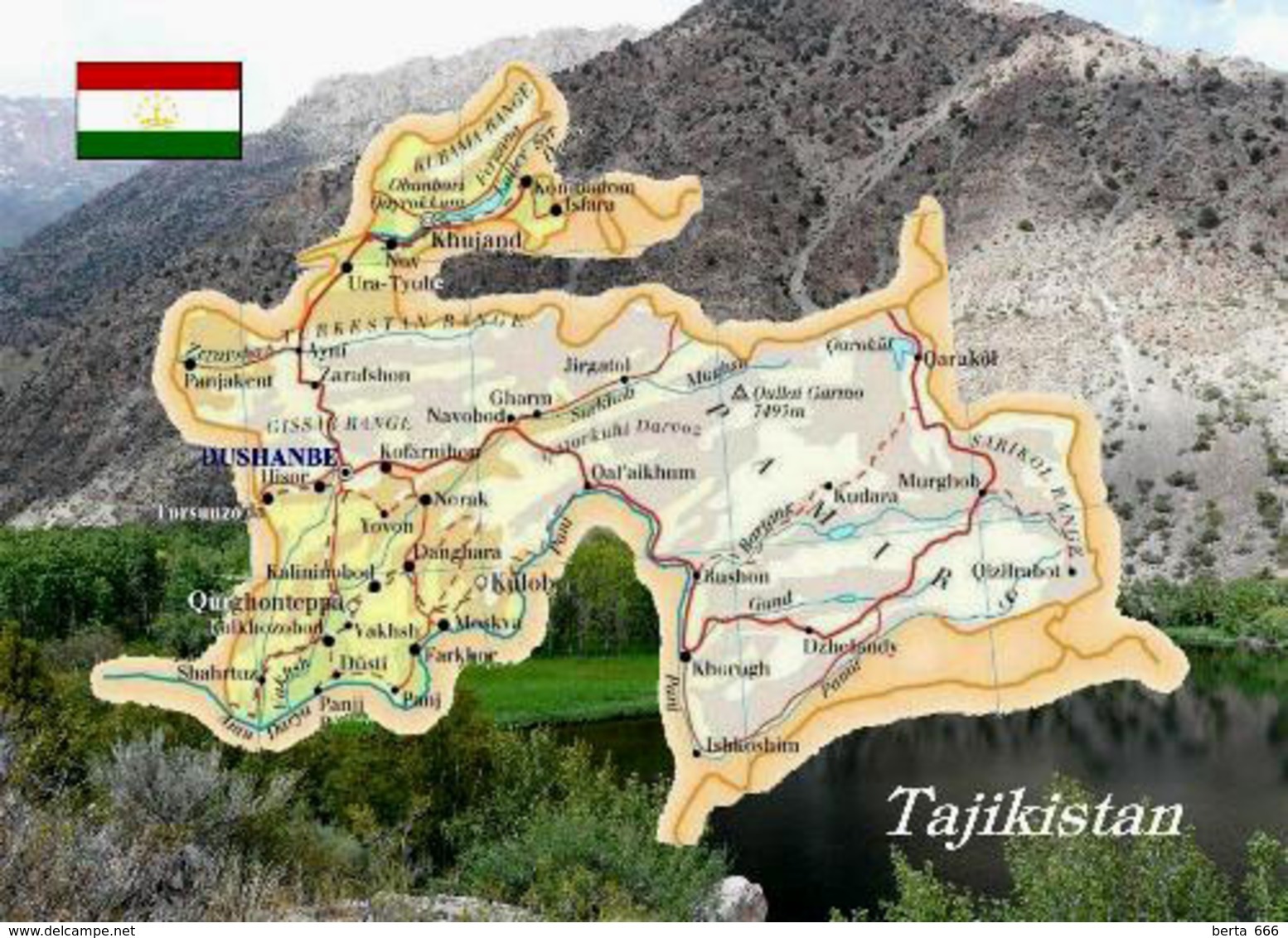 Tajikistan Country Map New Postcard Tadschikistan Landkarte AK - Tadschikistan