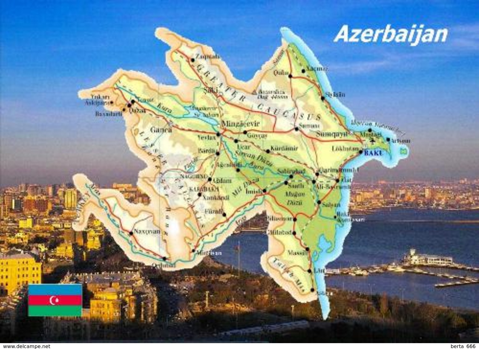 Azerbaijan Country Map New Postcard Aserbaidschan Landkarte AK - Aserbaidschan
