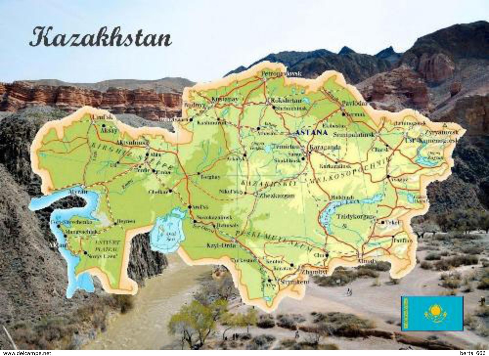 Kazakhstan Country Map New Postcard Kasachstan Landkarte AK - Kasachstan