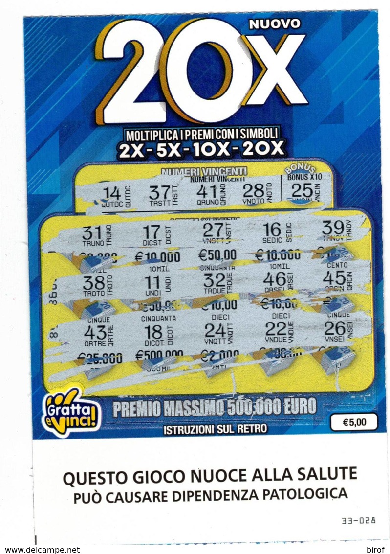 GRATTA E VINCI   - NUOVO 20 X  € 5.00 - USATO (SERIE STELLA NUOCE ALLA SALUTE) - Lottery Tickets