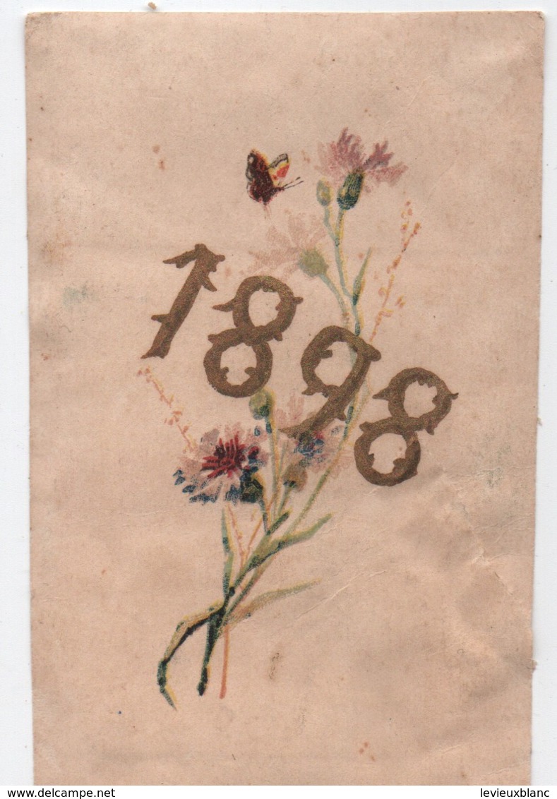 Carte De Voeux/Brins De Centaurées Avec Papillon Volant / 1898   CVE153 - Decorative Items