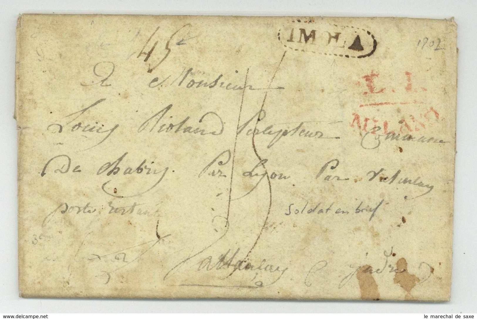 Armee D'Italie IMOLA 1807 Riolans Valencay Indre 20e Regiment Lettre De Soldat - Legerstempels (voor 1900)