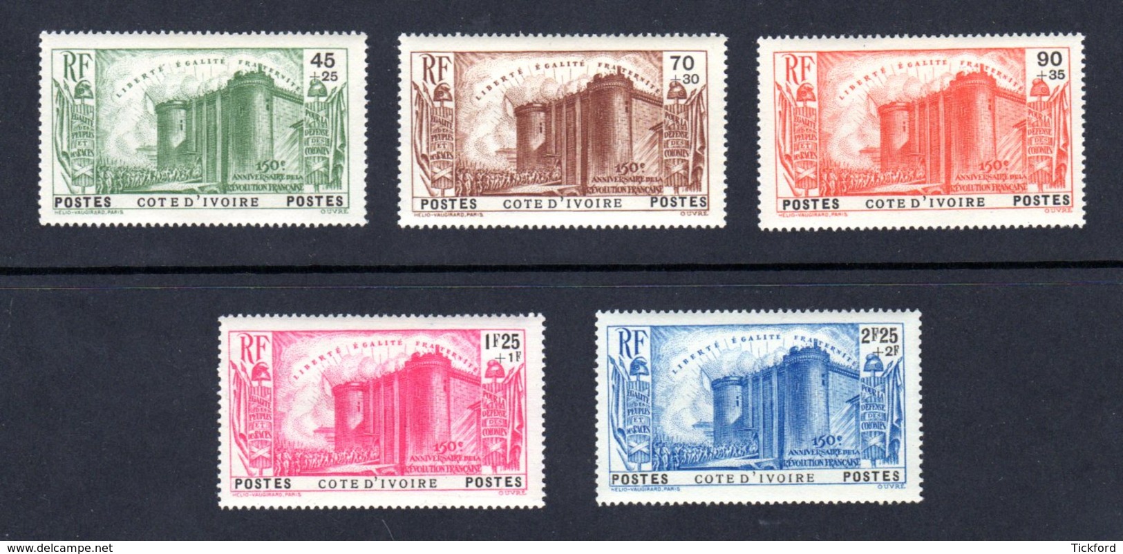 GSC - 1939 REVOLUTION - COTE D'IVOIRE  YT N° 146/150 NEUF* MLH - Série Complète 5 Valeurs - Neufs