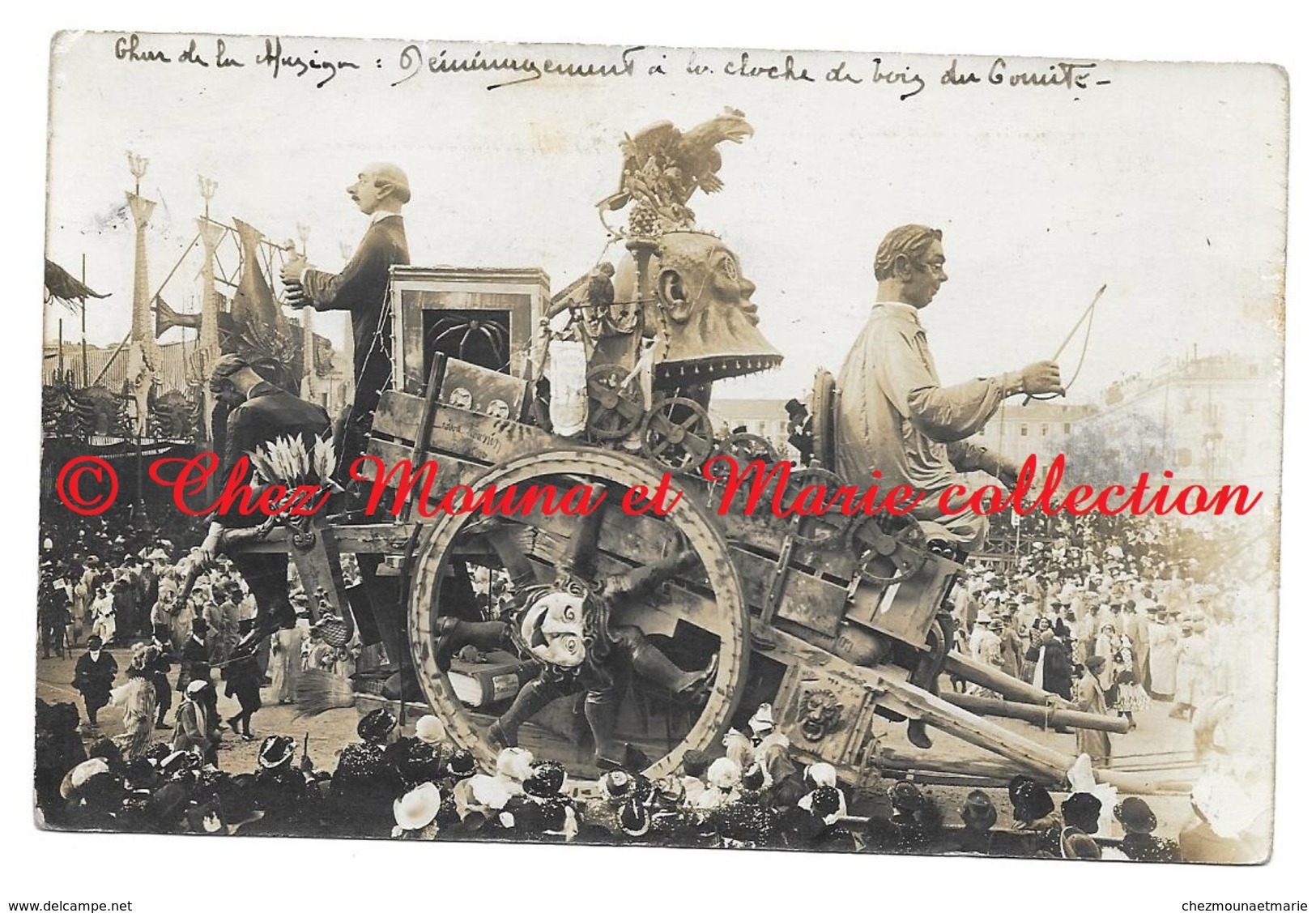 NICE 1913 - CAVALCADE CHAR DE LA MUSIQUE - DEMENAGEMENT A LA CLOCHE DE BOIS DU COMITE - ALPES MARITIMES - CARTE PHOTO - Carnaval