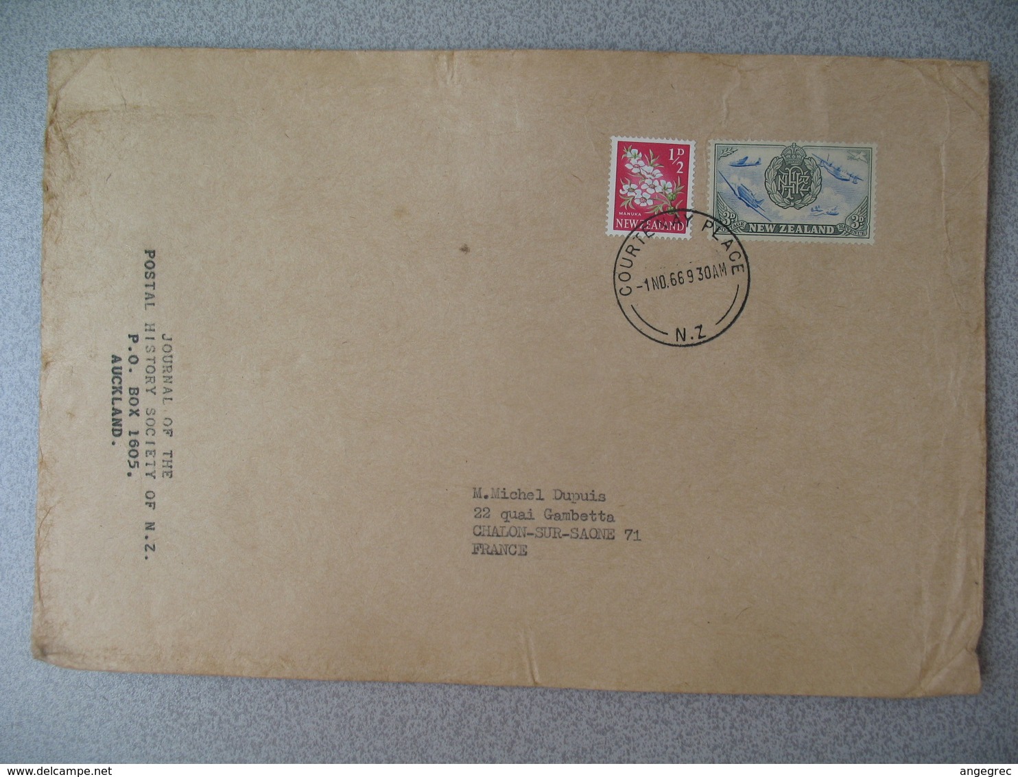 Nouvelle-Zélande Courtenay 1969 Lettre Journal Of Postal History Pour La France - New Zealand Cover ( Timbre Fleur Avion - Cartas & Documentos