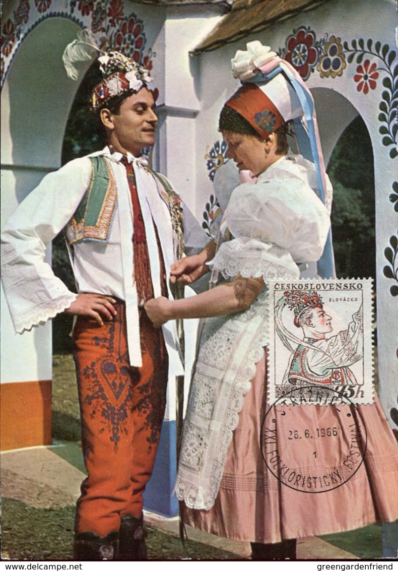 45907 Czechoslovakia, Maximum 1966, Costume, Trachten, 75h  Kroje Z Podluzi - Briefe U. Dokumente