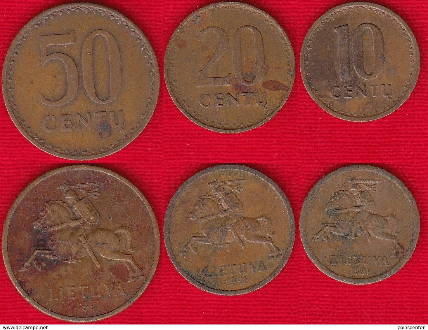 Lithuania Set Of 3 Coins: 10 - 50 Cents 1991 Km#88,89,90 - Lithuania