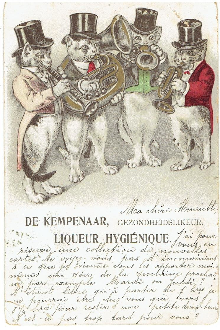 De KEMPENAAR - Liqueur Hygiénique - Gezondhheidslikeur - Anvers - Chats - Katten - Reklame - Publicité - Reclame