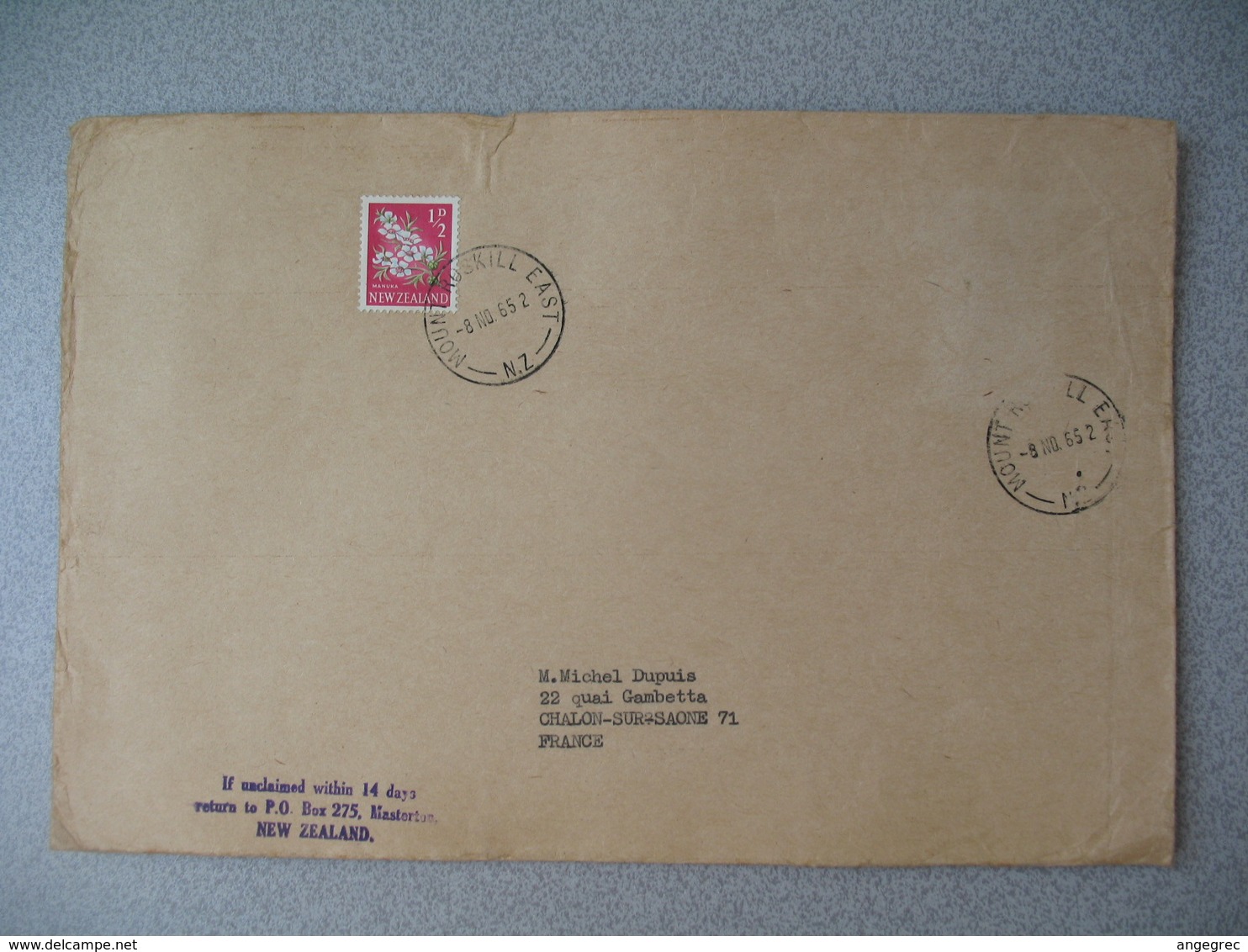 Nouvelle-Zélande Mount Roskill East 1969  Lettre  pour La France - New Zealand Cover Timbre Fleur - Lettres & Documents