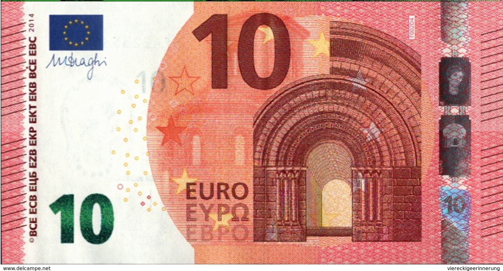 ! 10 Euro Currency, Money, Geldschein, Banknote FA2235340476 , F002D4, Mario Draghi, EZB, ECB, Europäische Zentralbank - 10 Euro