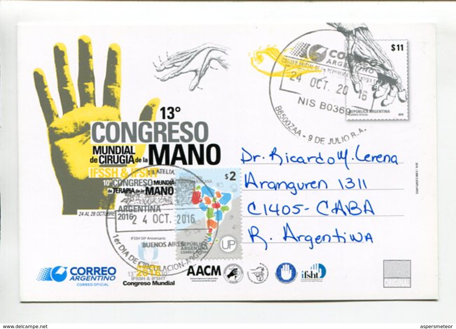 ARGENTINA - 13° CONGRESO MUNDIAL DE CIRUGÍA DE LA MANO. ENTERO ENTIER CIRCULE 2016 - LILHU - Medicina