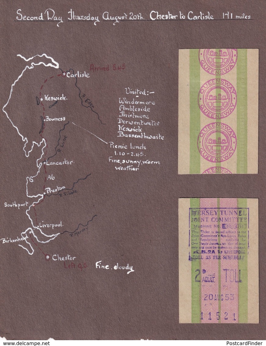 Mersey Tunnel Chester To Carlisle Queensway Toll 1953 Travel Ticket - Tourism Brochures