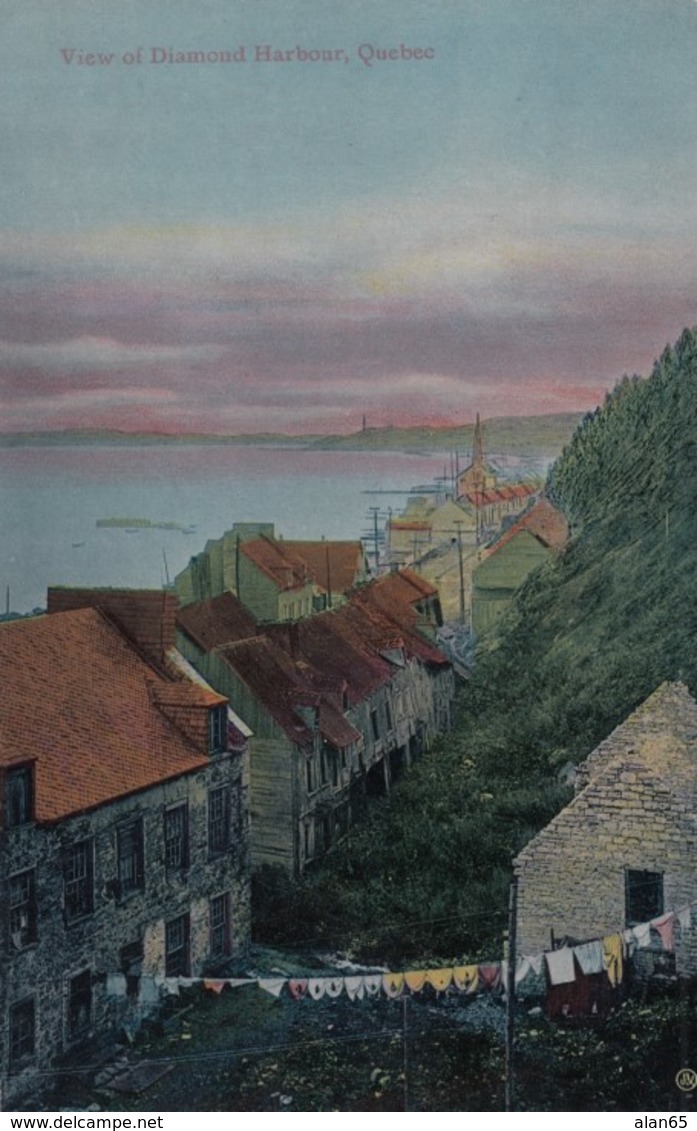 Quebec City Canada, Diamond Harbour And Old French Cottages, C1900s/10s Vintage Postcard - Québec - Les Rivières