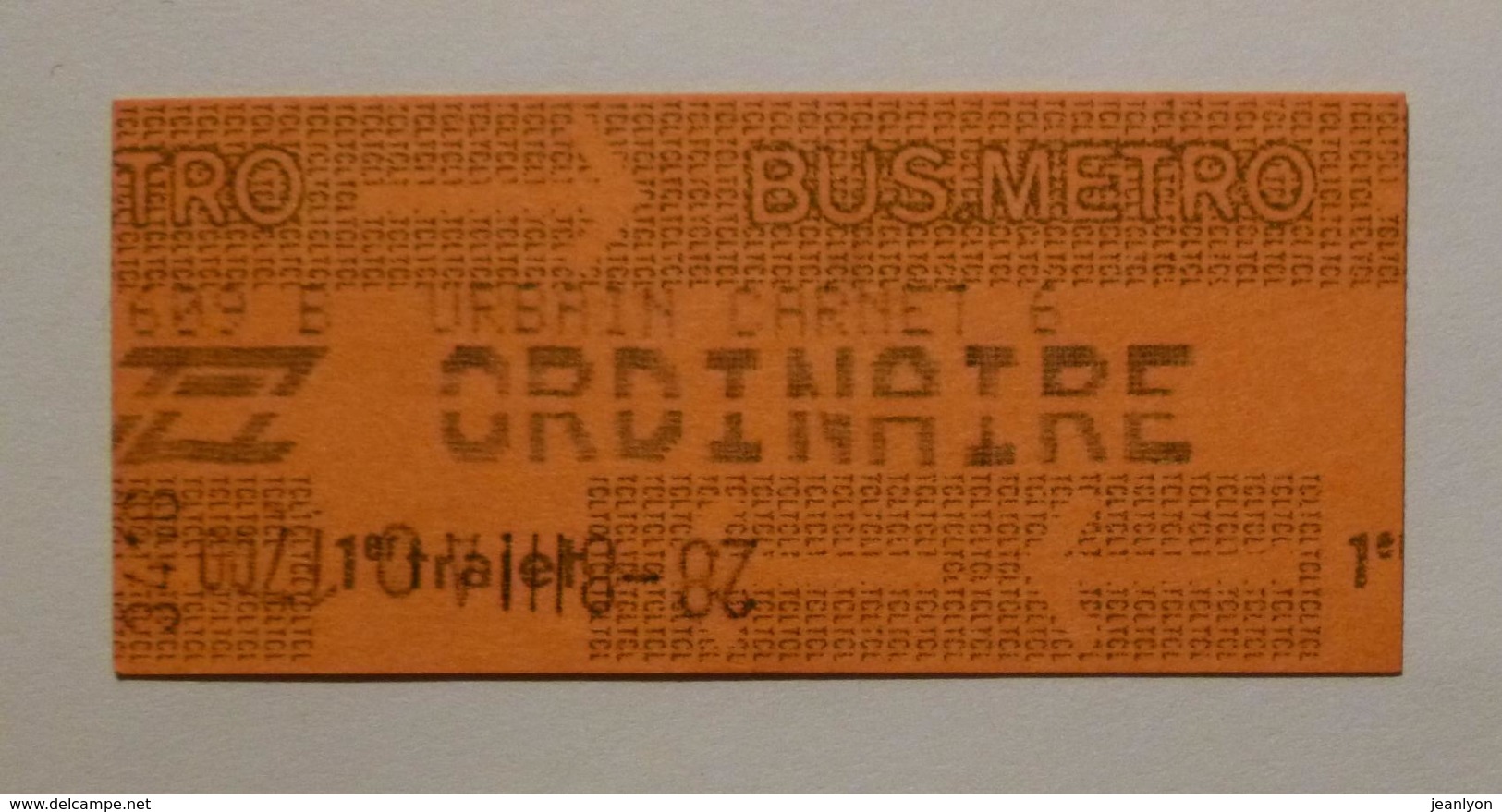 Ticket TCL Lyon (69/Rhône) - Bus Métro - Urbain Carnet 6 - Ordinaire ( Années 80/90 ) - Europe