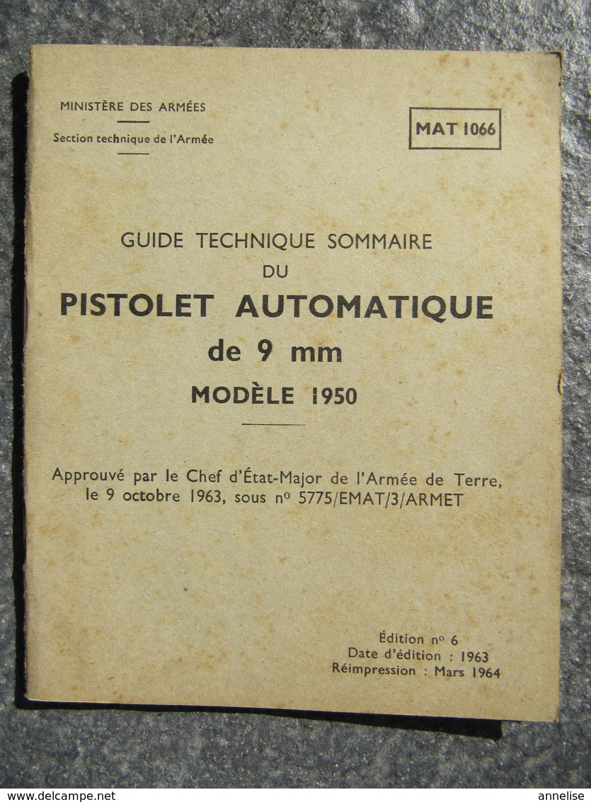 Guide Technique Du Pistolet Automatique De 9mm Modèle 1950 - Autres & Non Classés