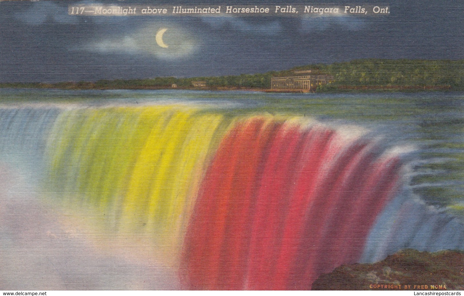 Postcard Moonlight Above Illuminated Horseshoe Falls Niagara Falls Ontario My Ref  B13410 - Niagara Falls