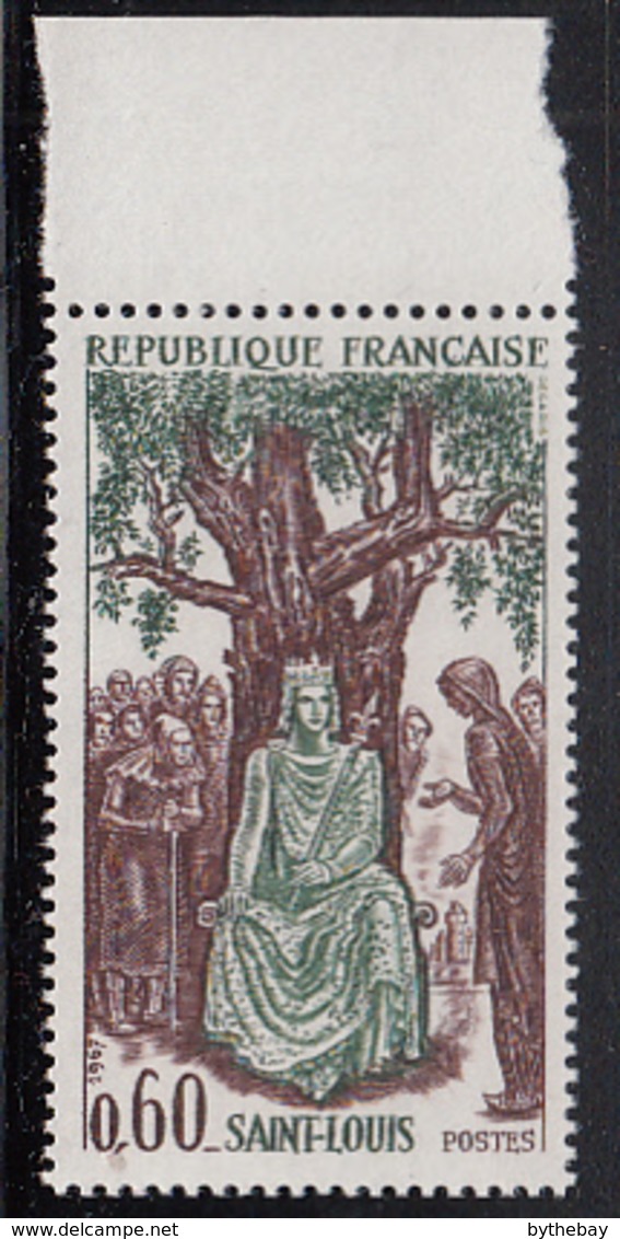 France 1967 MNH Sc 1201 40c King Louis IX Margin Copy - Neufs