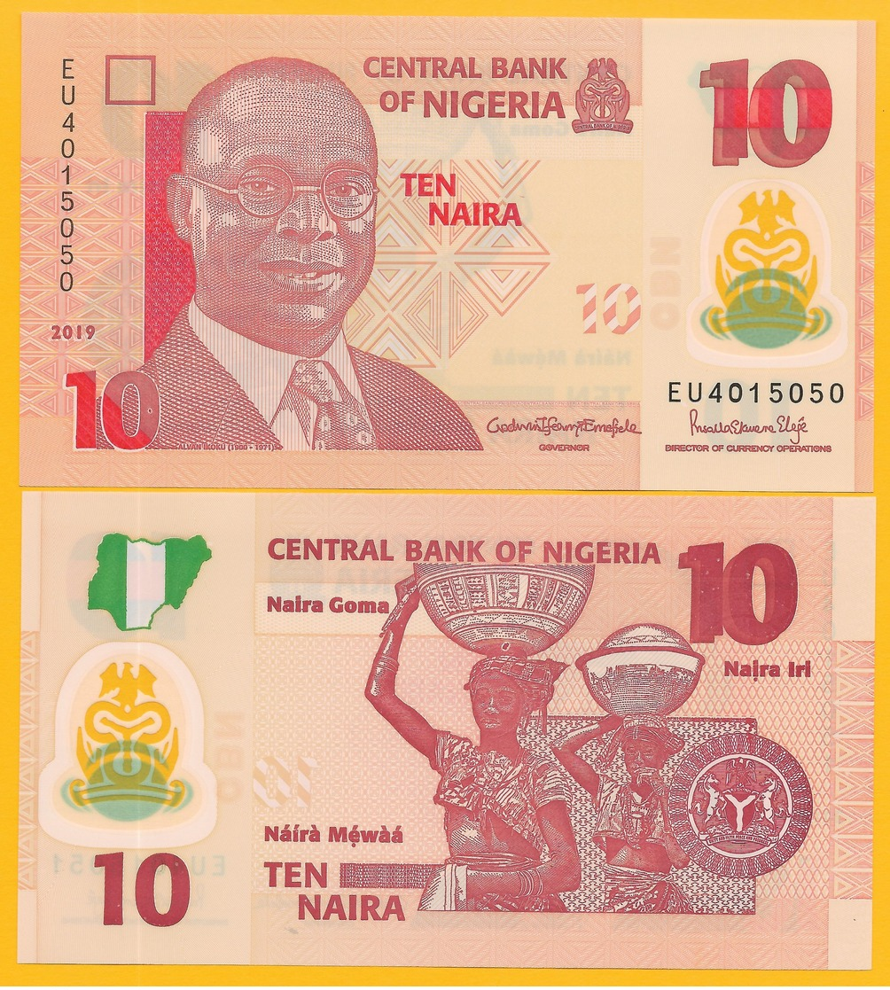 Nigeria 10 Naira P-39 2019 UNC Polymer Banknote - Nigeria