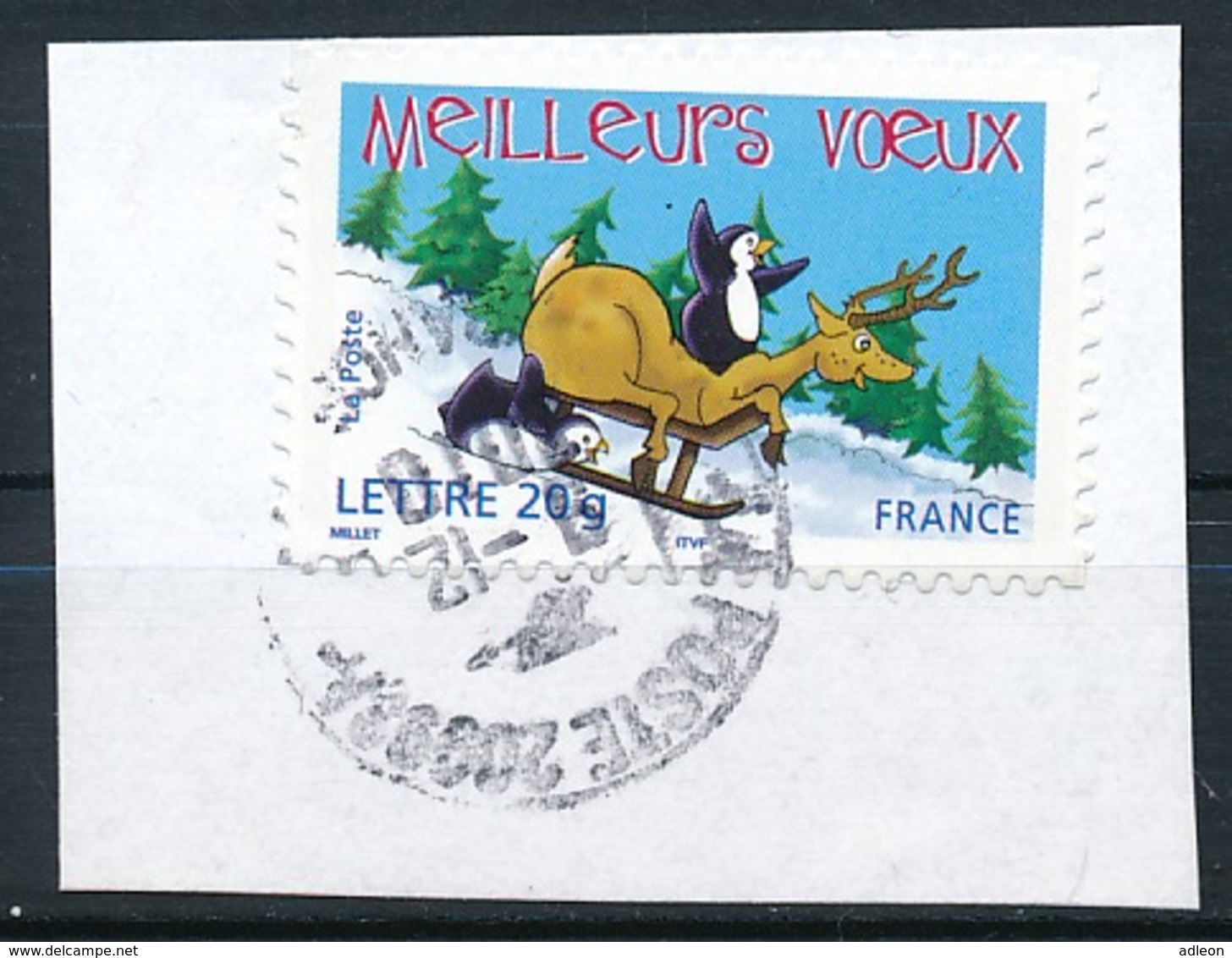 France 2005- Meilleurs Voeux YT A 69 (3855) Obl. Cachet Rond Sur Fragment - Oblitérés