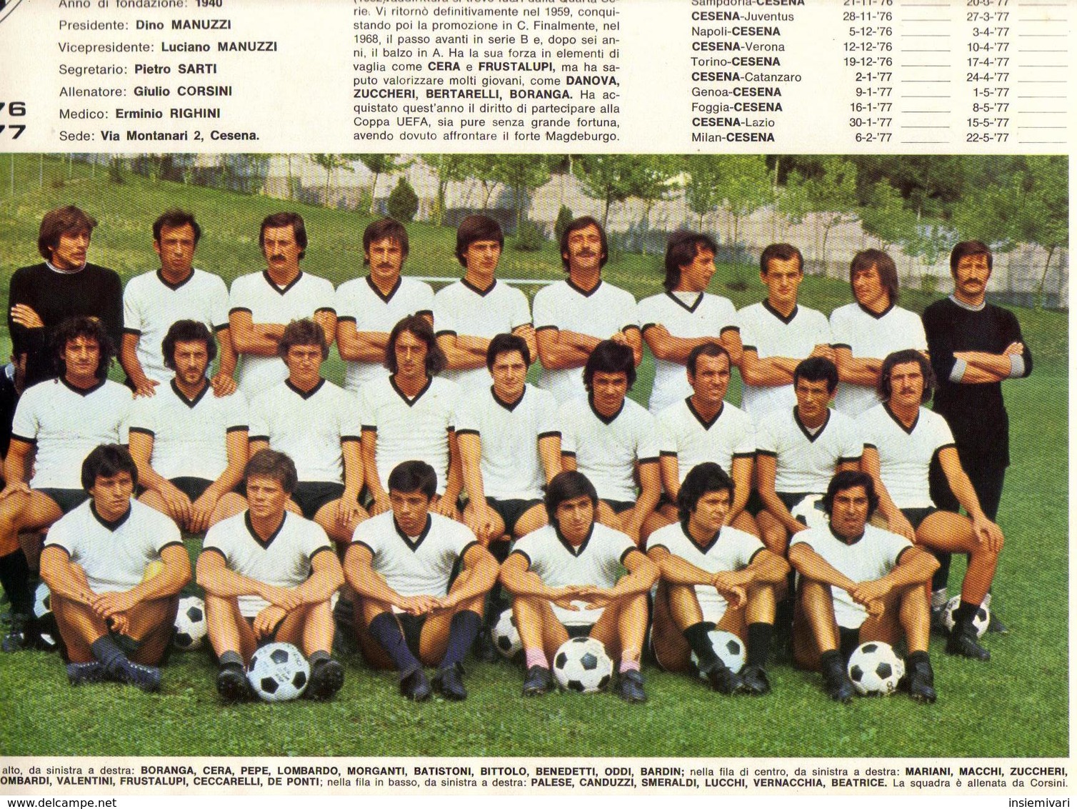 POSTER CESENA + HELLAS VERONA . CALCIO SERIE A 1976/77.MISURE 33X25 CM. - Altri & Non Classificati