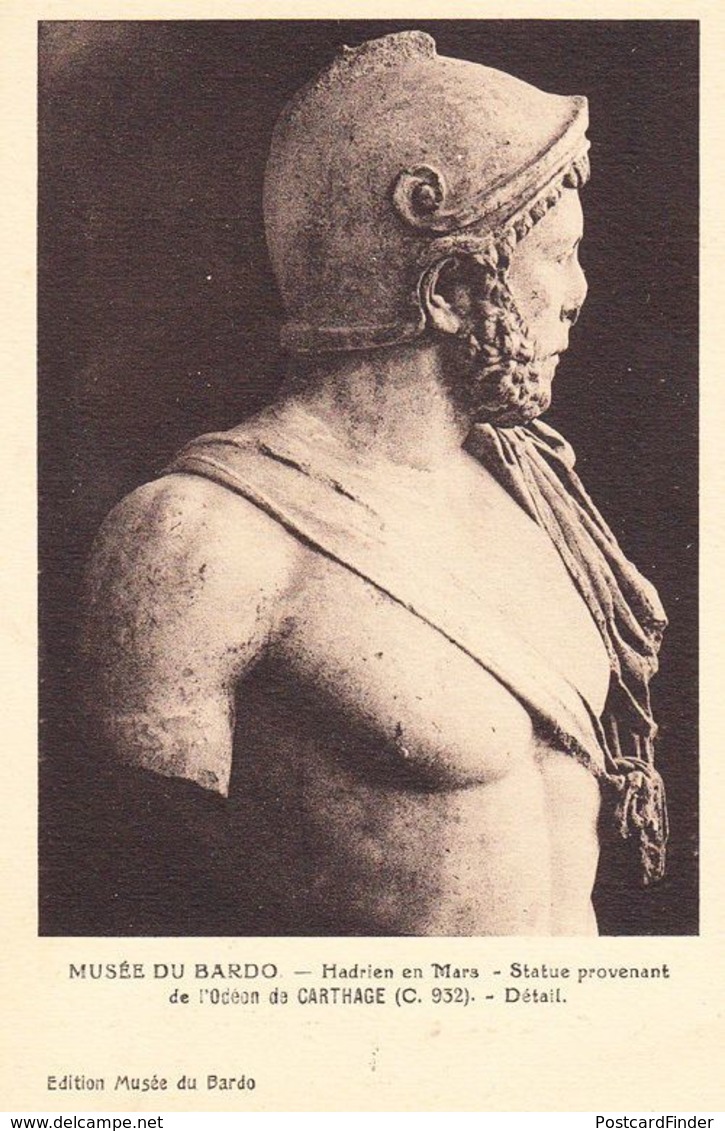 Hadrien En Mars Statue Monument Bardo Museum Musee Jar Jarre Antique Postcard - Sculptures