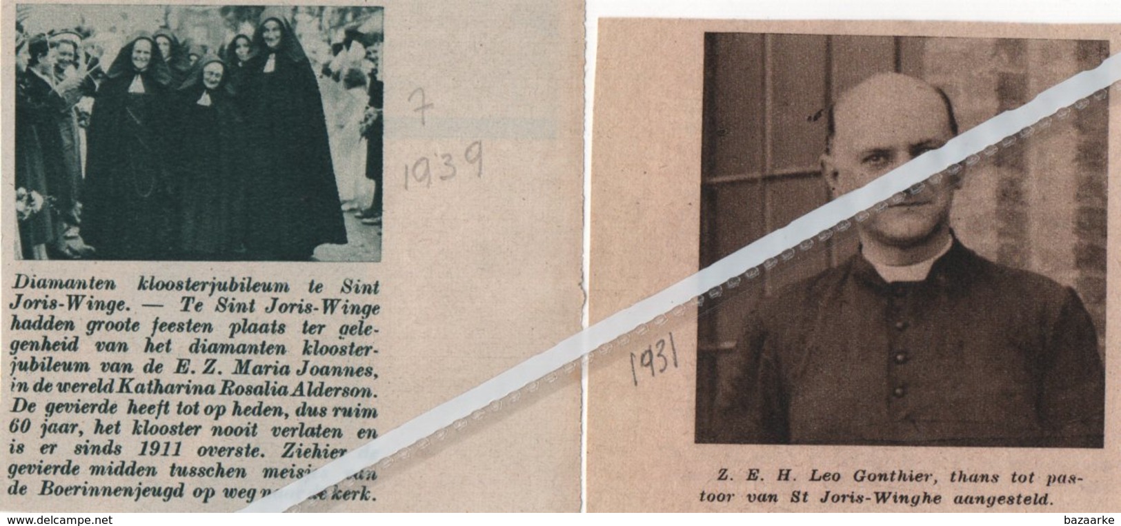 ST.JORIS - WINGE..1931..1939..Z.E.W. HEER LEO GONTHIER TOT PASTOOR AANGESTELD/KLOOSTERJUBILEUM K. ALDERSON - Non Classés