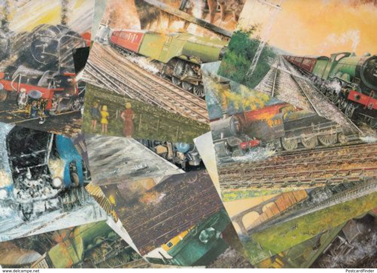 John Storey 14 X Railway Flying Scotsman Train Painting Postcard S - Photographs