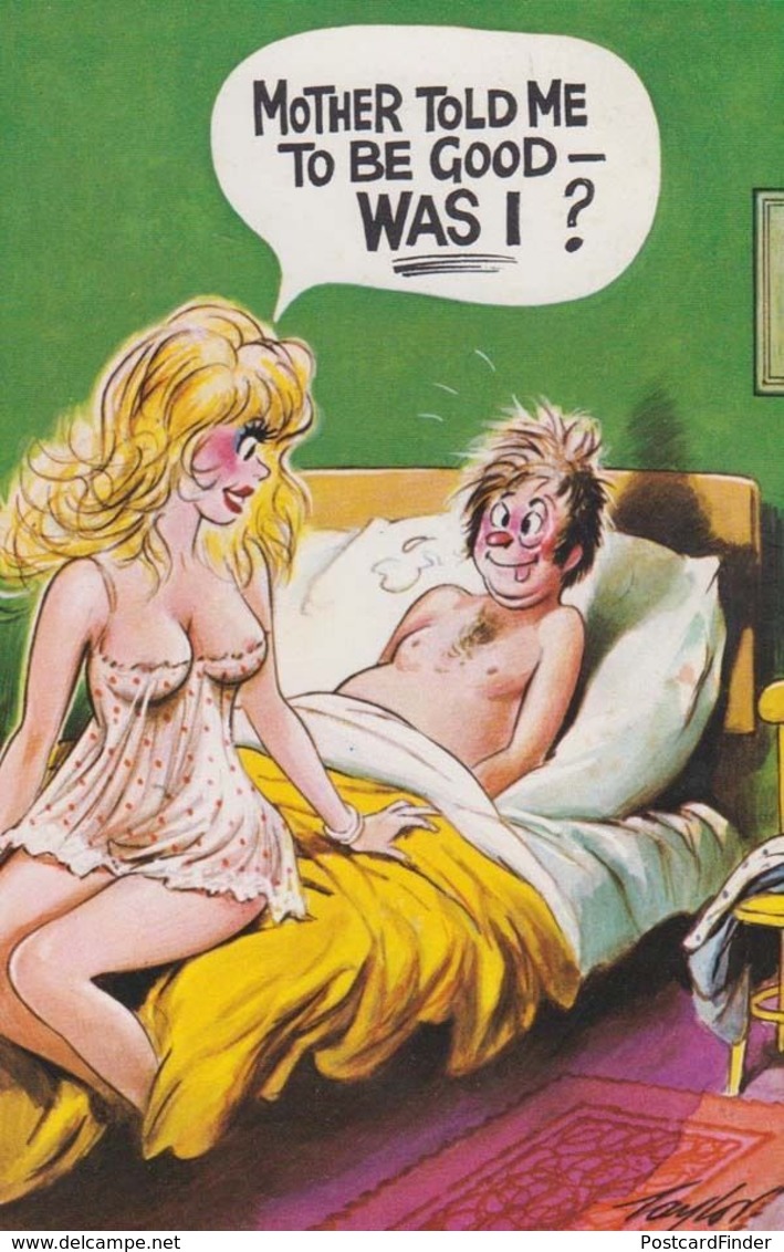 Was I Good In Bed How Mother Taught Lady Sexy Comic Humour Postcard - Humour