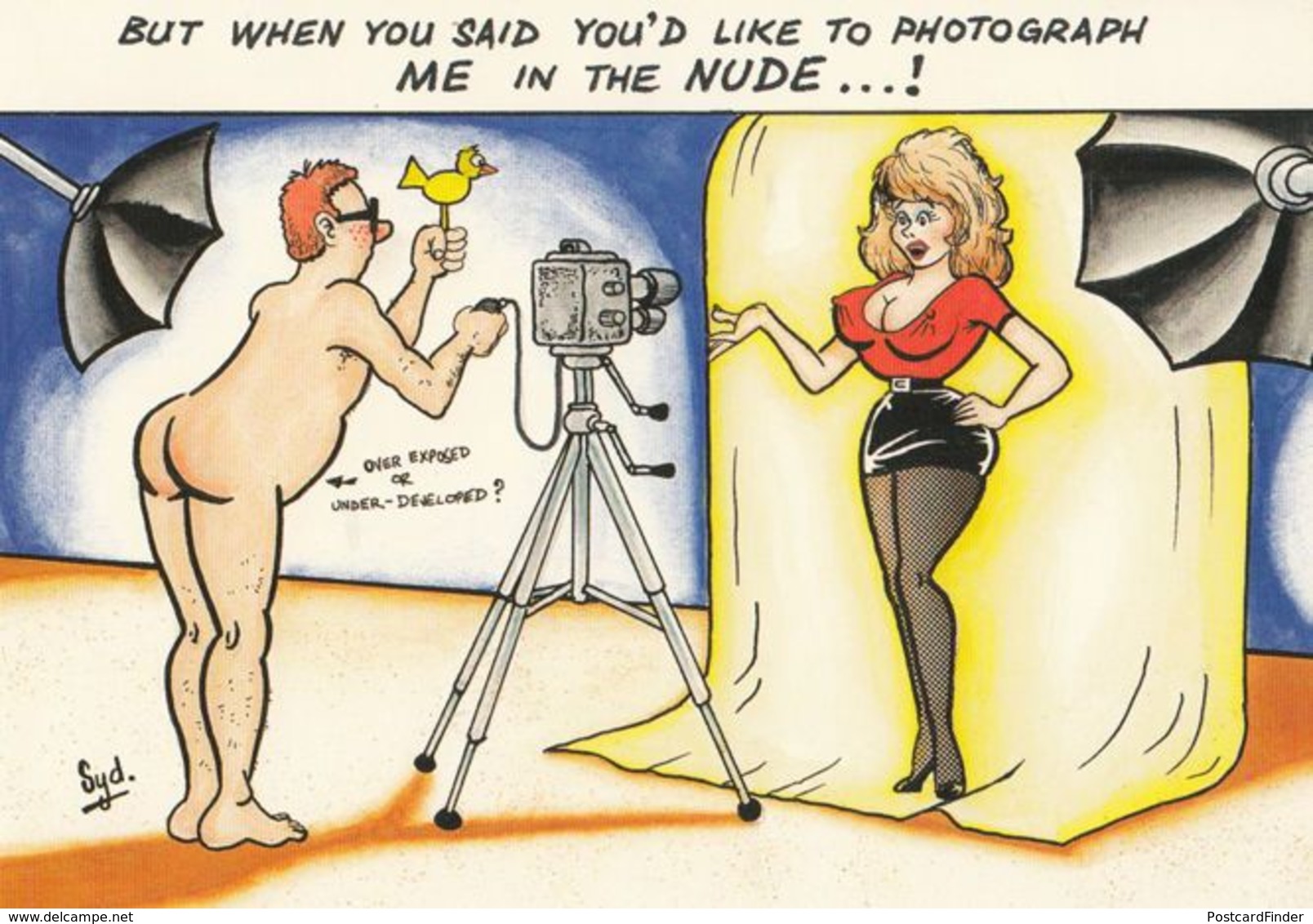 Nude Photo Shoot Comic Humour Postcard - Humour