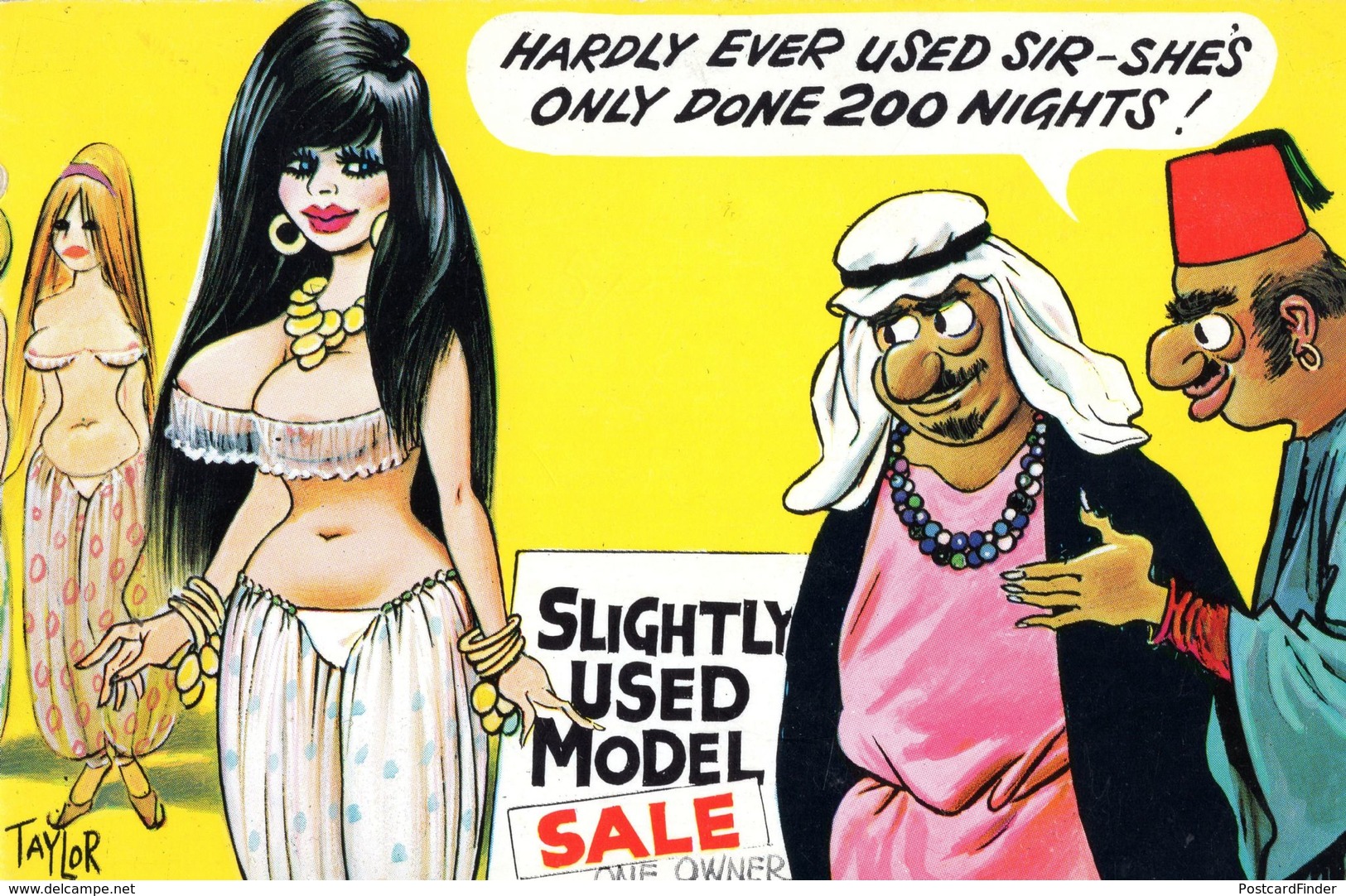 Arabian Nights Turkish Men 1970s Comic Humour Postcard - Humor