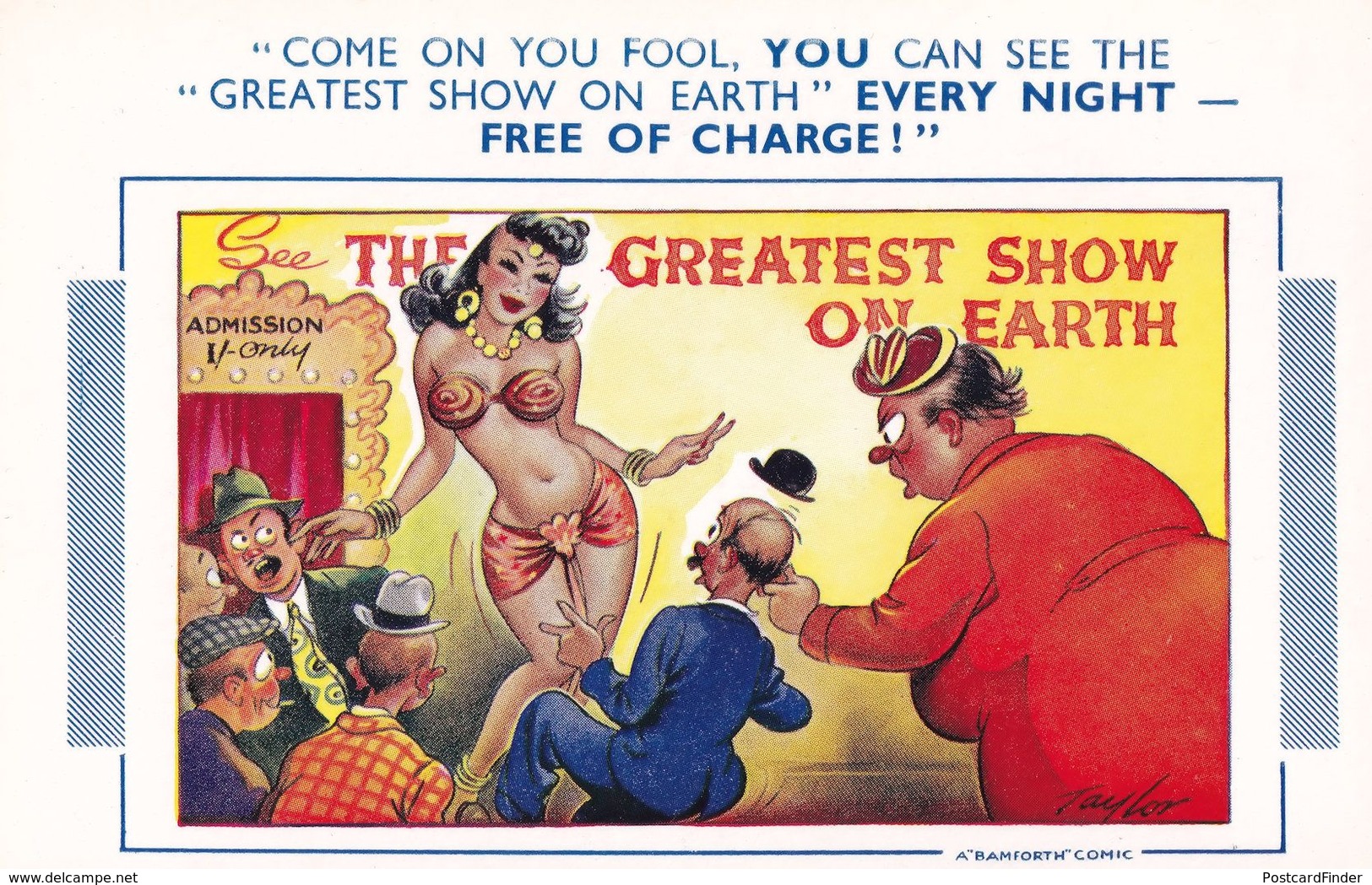 Bamforth Arabian Striptease Circus Sexy Vintage Comic Postcard - Humour