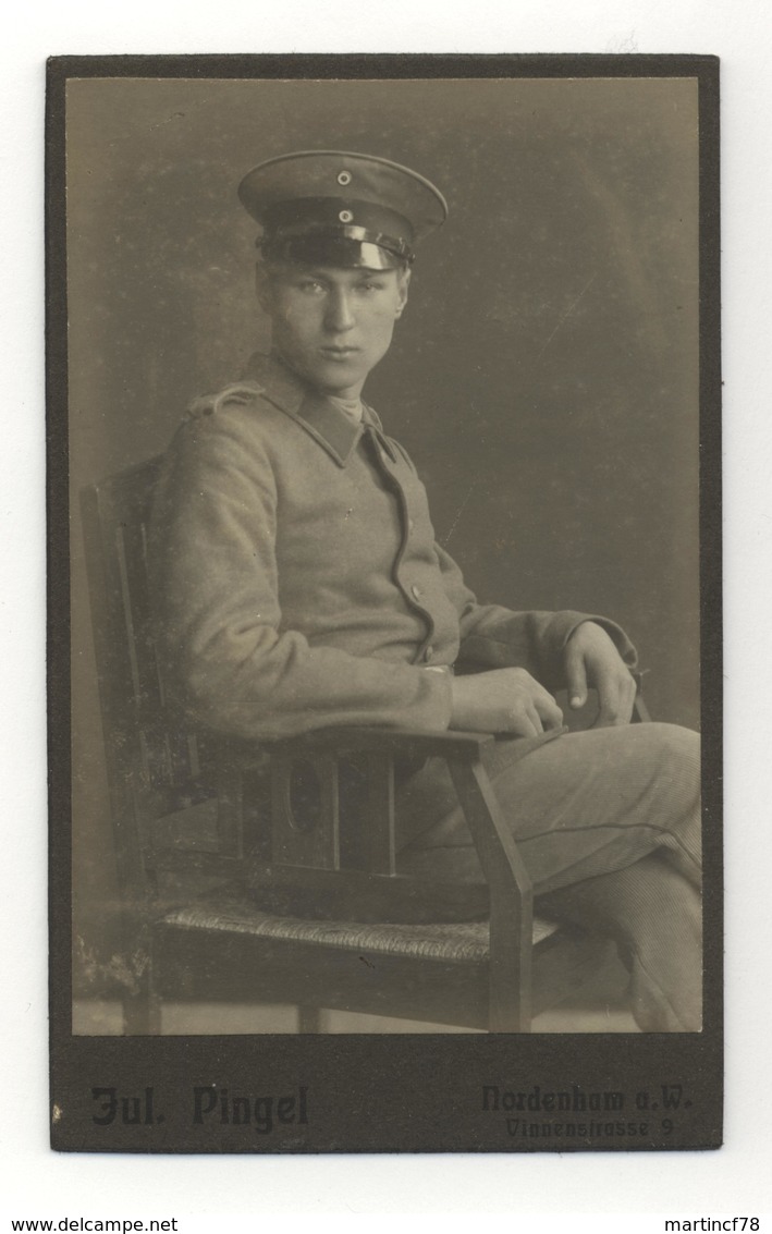 Fotografie Portrait Soldat WK1 Jul. Pingel Nordenham A.W. 10,5x6,5 Cm - Nordenham