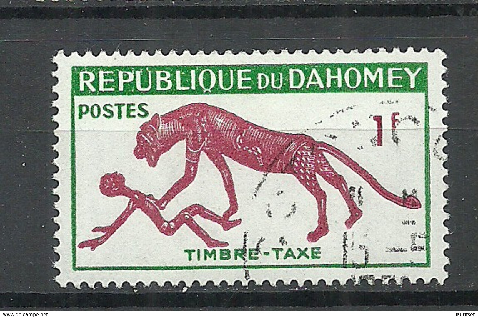 Dahomey 1963 Michel 32 Timbre Taxe Portomarke Postage Due Panther Und Mensch O - Big Cats (cats Of Prey)