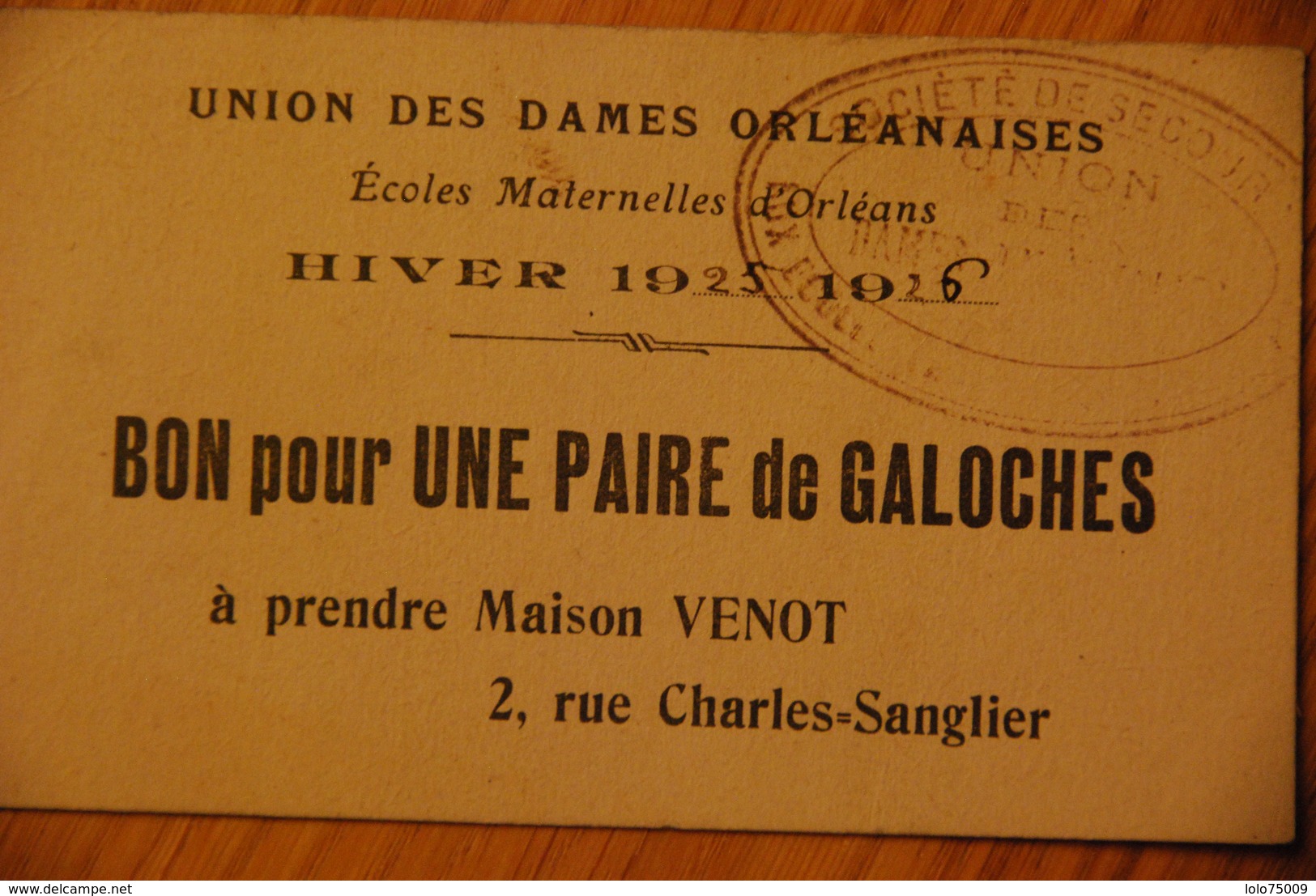 Rationnement - Bon Pour Une Paire De Galoche Orleans Loiret - Documentos Históricos