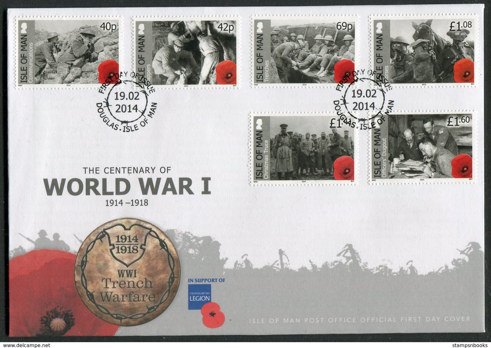 2014 Isle Of Man, F.D.C. / I.O.M. First Day Cover. World War 1 Centenary, British Legion - Isle Of Man