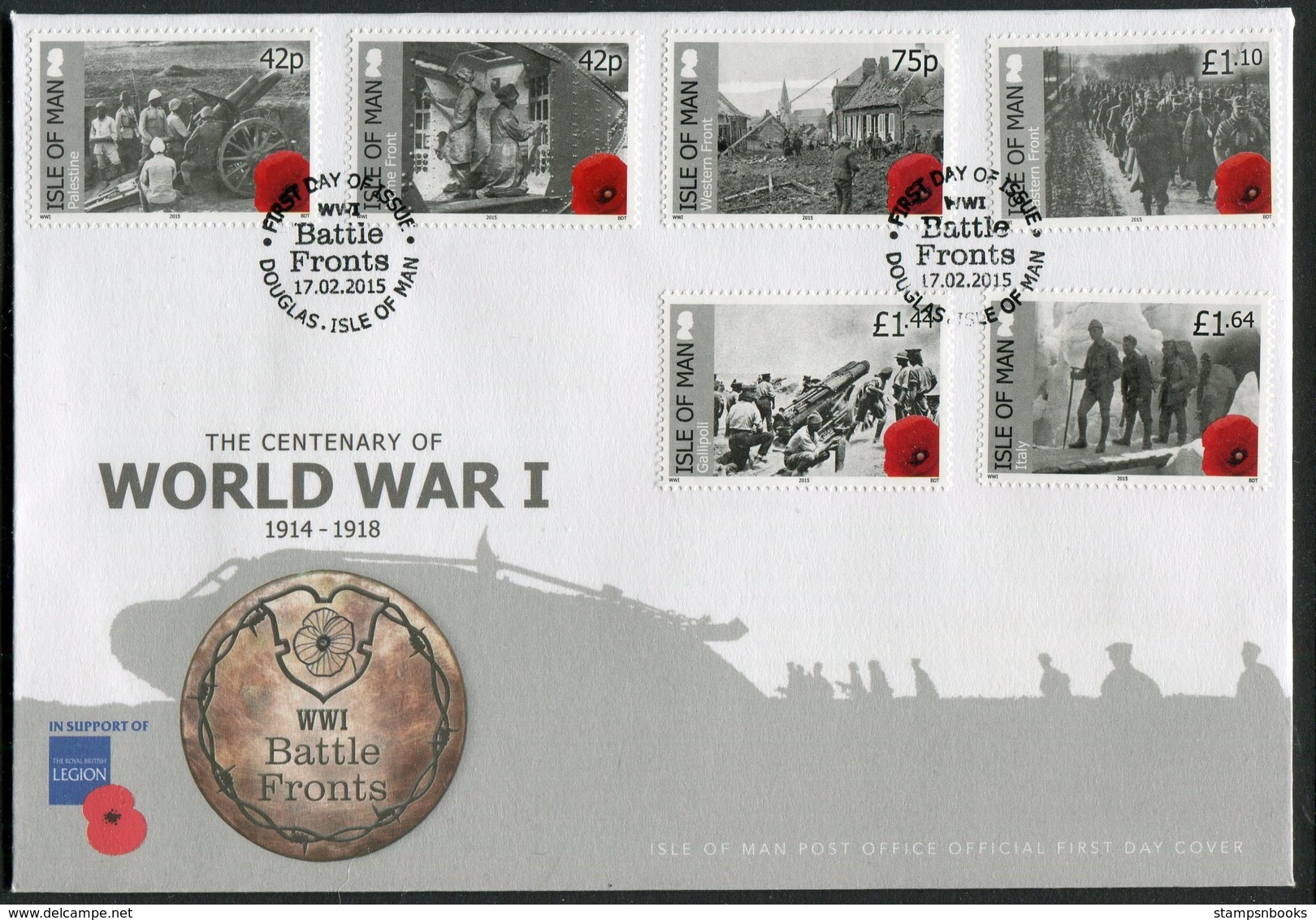 2015 Isle Of Man, F.D.C. / I.O.M. First Day Cover. World War 1, British Legion - Isle Of Man