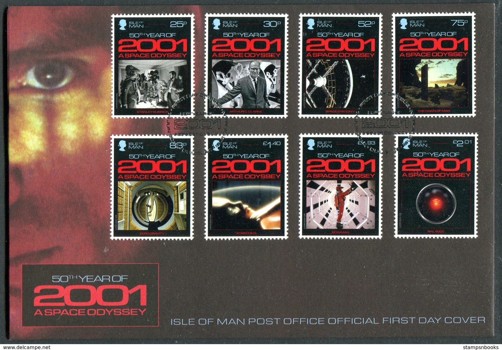 2018 Isle Of Man, F.D.C. / I.O.M. First Day Cover. 2001 Space Odyssey, Stanley Kubrick Film - Isle Of Man