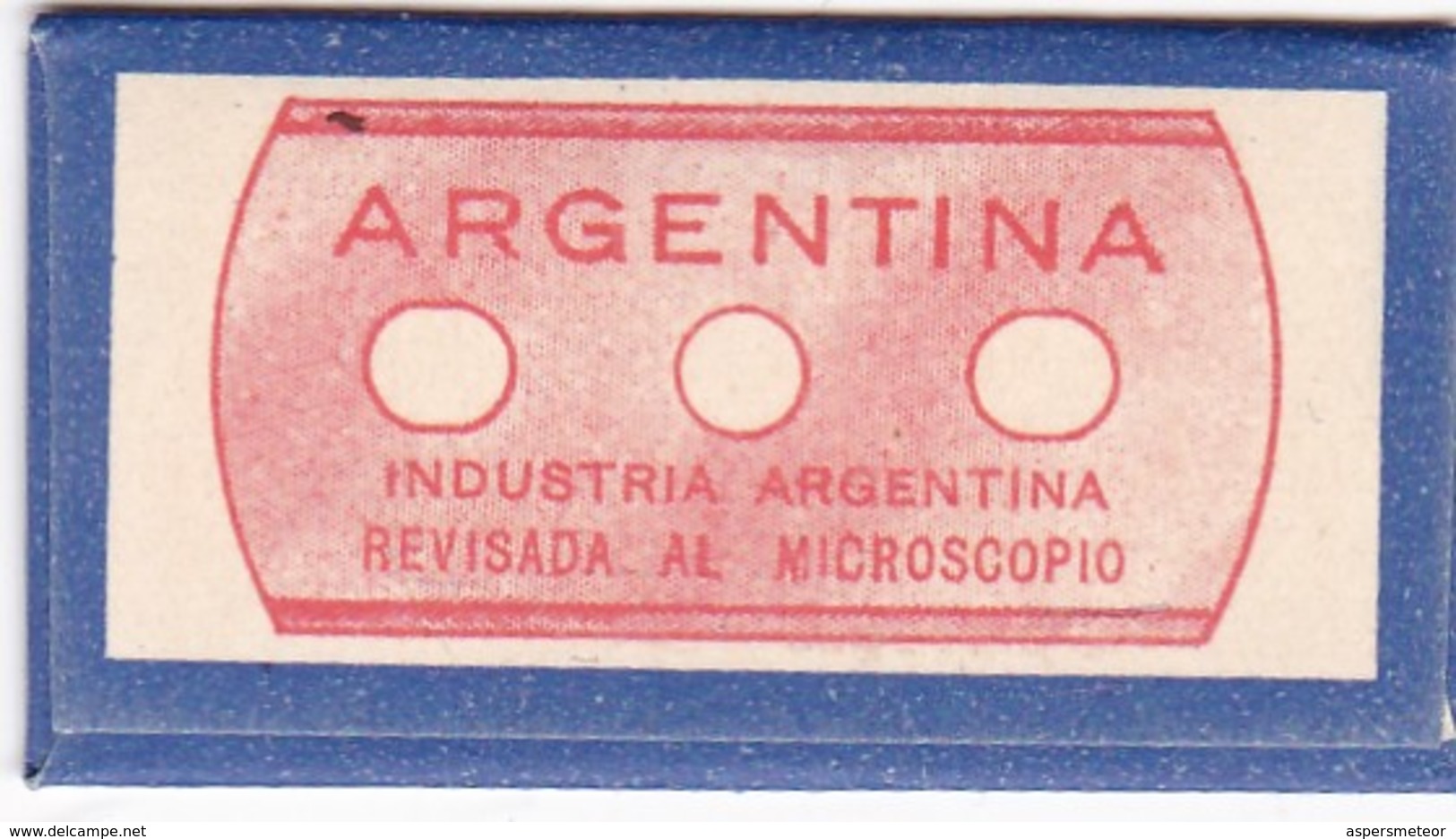 ARGENTINA REVISADA AL MICROSCOPIO. RAZOR BLADE LAME DE RAISOR HOJA DE AFEITAR. CIRCA 1930s - BLEUP - Lames De Rasoir