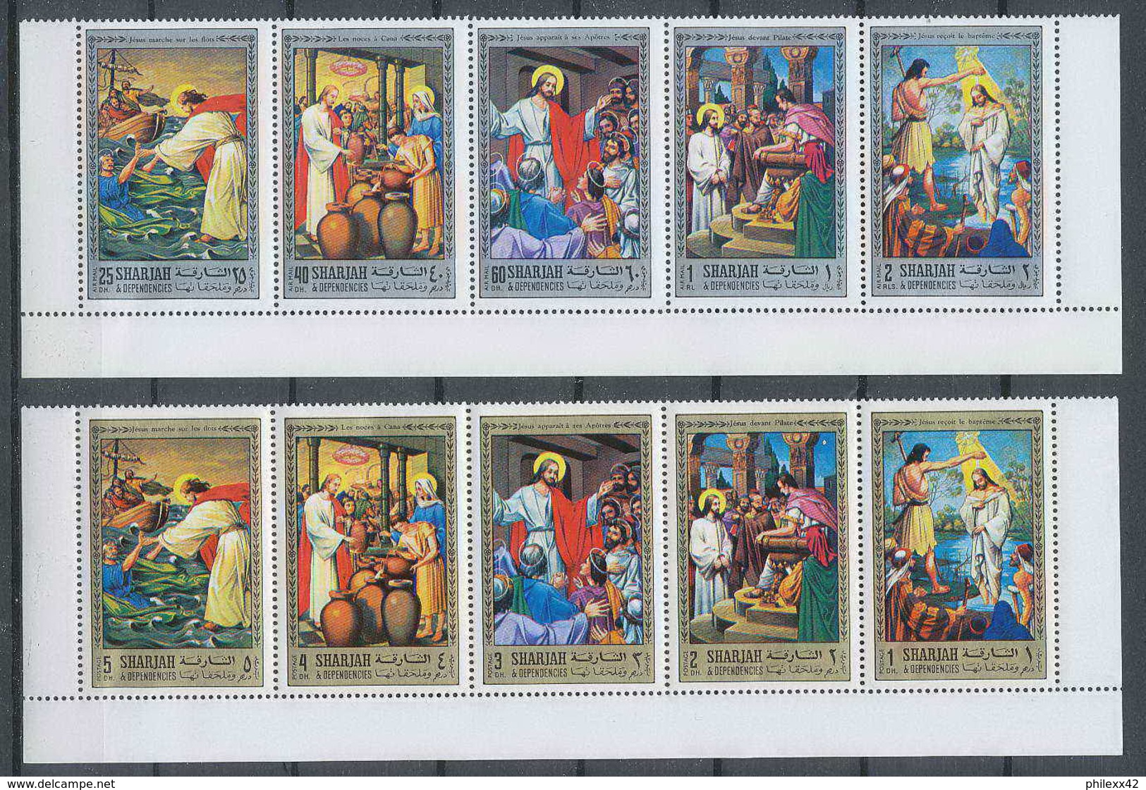 067a - Sharjah - MNH ** Mi N° 748 / 757 A Religion Life Of Jesus Christ Tableau (tableaux Painting) - Sharjah