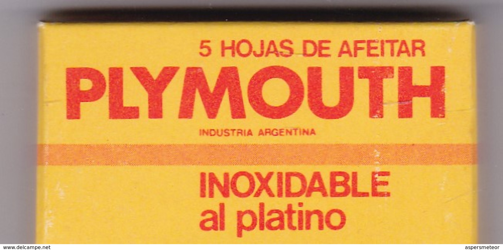 PLYMOUTH. PAQUETE 5 HOJAS INDUSTRIA ARGENTINA- CIRCA 1940'S. RAZOR BLADE LAME DE RAISOR HOJA DE AFEITAR - BLEUP - Lames De Rasoir