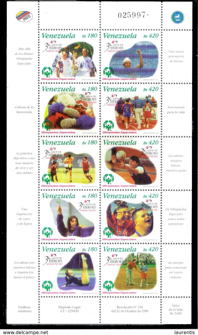 3190  Handicaps - Soccer - Volleyball - Venezuela Yv 2133-42 - MNH - 6,75 (22)  M28 - Handicaps